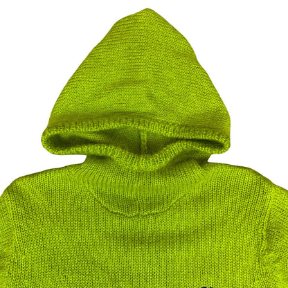 Vtg 90s Y2K Lime Green 'Old Skool' Rave Back-Logo Hoodie S UK 10/12