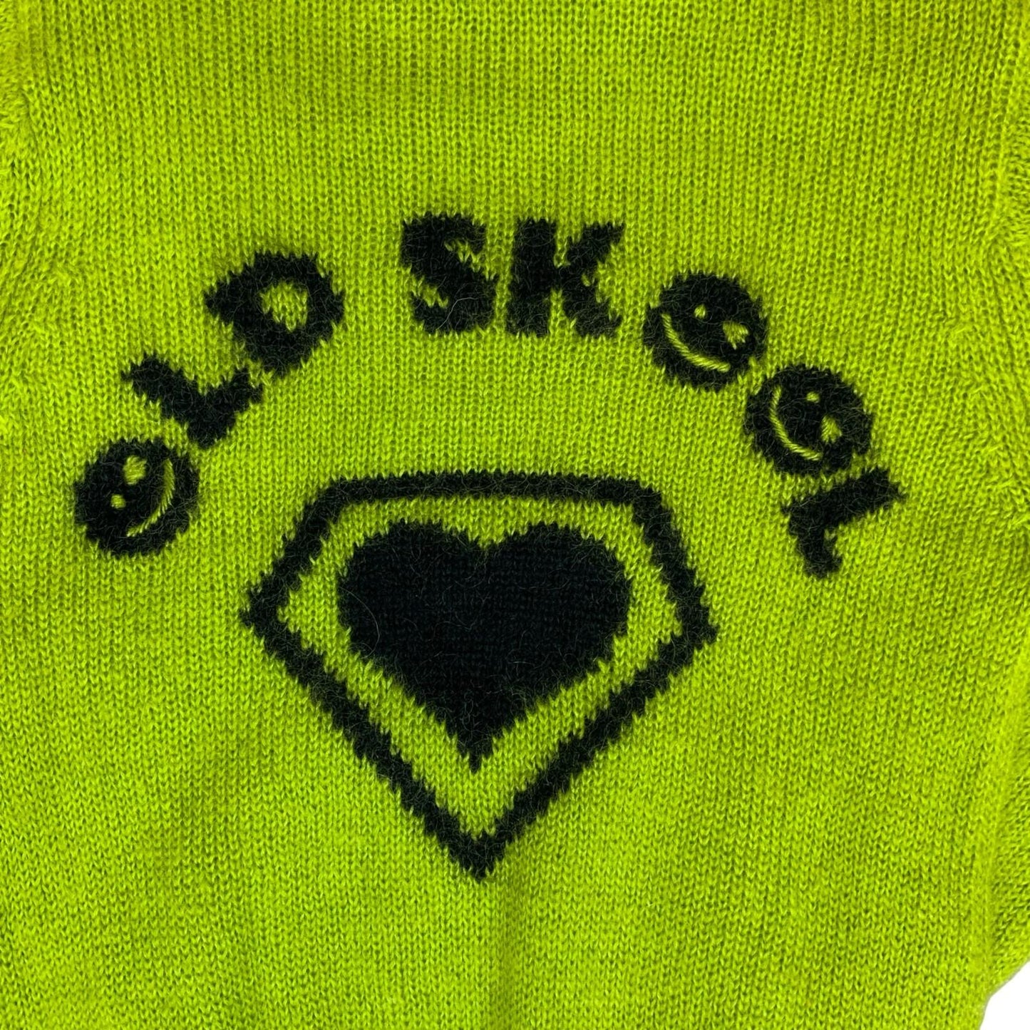 Vtg 90s Y2K Lime Green 'Old Skool' Rave Back-Logo Hoodie S UK 10/12