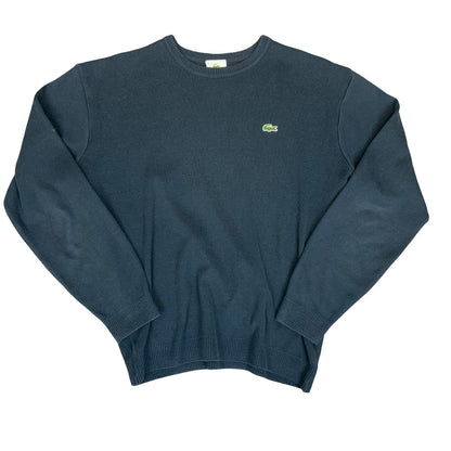 Vtg 'Lacoste' Navy Blue Embroidered Logo Casual Cotton Knitted Sweat Jumper XL