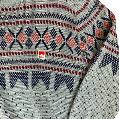 Vtg 90s Classic Marlboro Grey Blue Nordic Fair Isle Knitted Sweat Jumper S/M