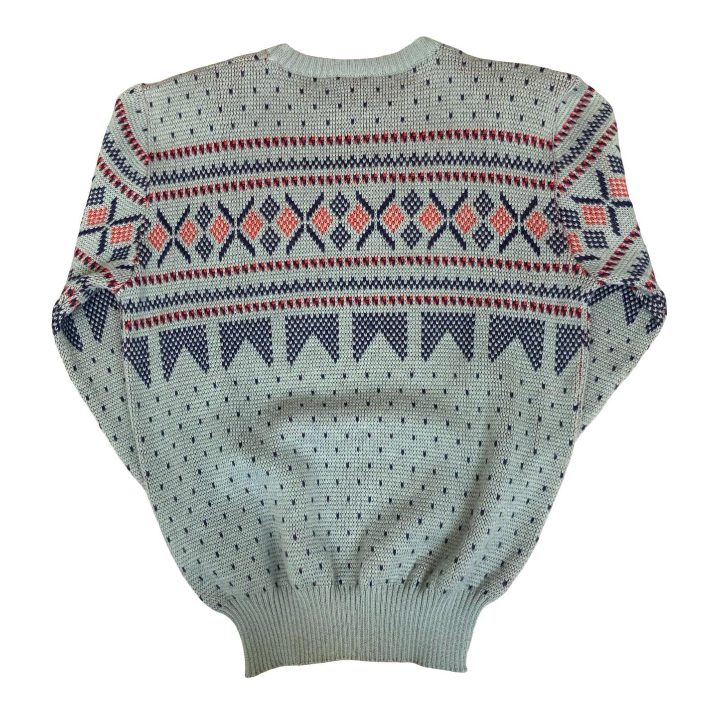 Vtg 90s Classic Marlboro Grey Blue Nordic Fair Isle Knitted Sweat Jumper S/M