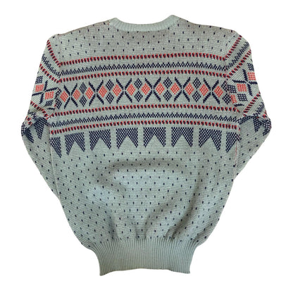 Vtg 90s Classic Marlboro Grey Blue Nordic Fair Isle Knitted Sweat Jumper S/M