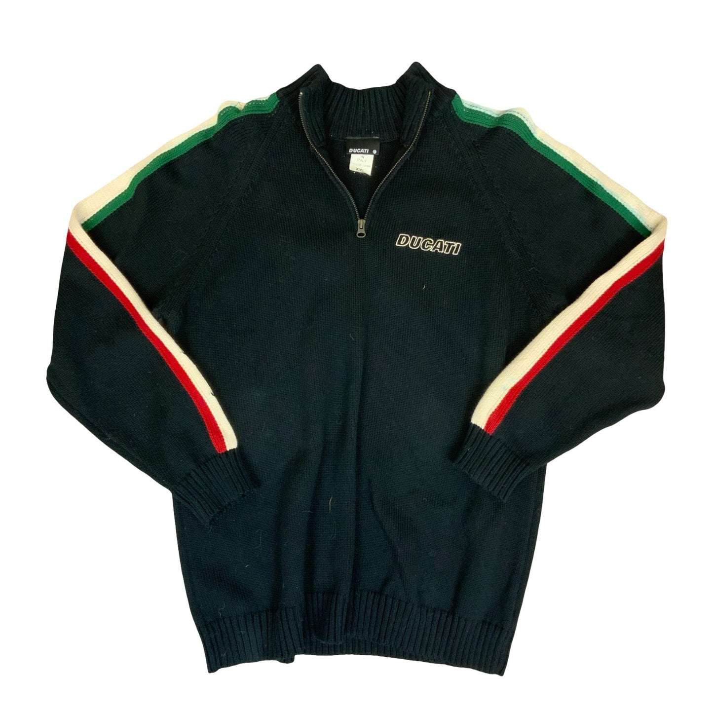 Vtg 90s 'Ducati' Black Italian Bike Track Race Pullover Knit Sweater Jumper M/L