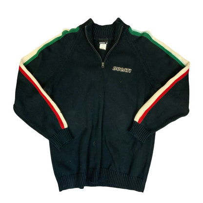 Vtg 90s 'Ducati' Black Italian Bike Track Race Pullover Knit Sweater Jumper M/L