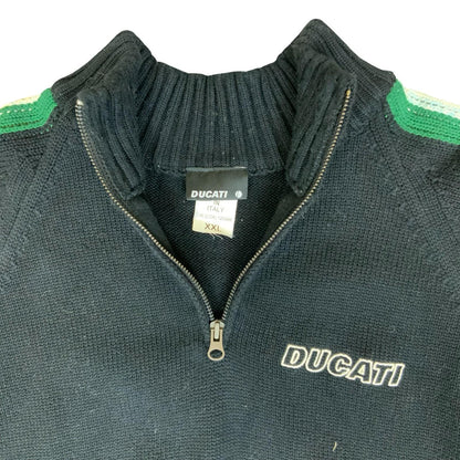 Vtg 90s 'Ducati' Black Italian Bike Track Race Pullover Knit Sweater Jumper M/L