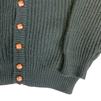 90s 'United Colors of Benetton' Black Chunky Knit Button-Up Casual Cardigan L/XL