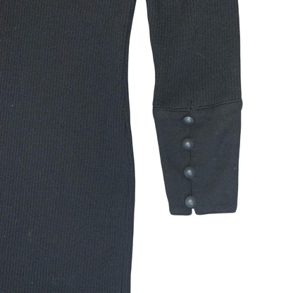 'Miss Chloe' Black French Luxury Designer Classic Fitted Ribbed Midi Dress UK 8