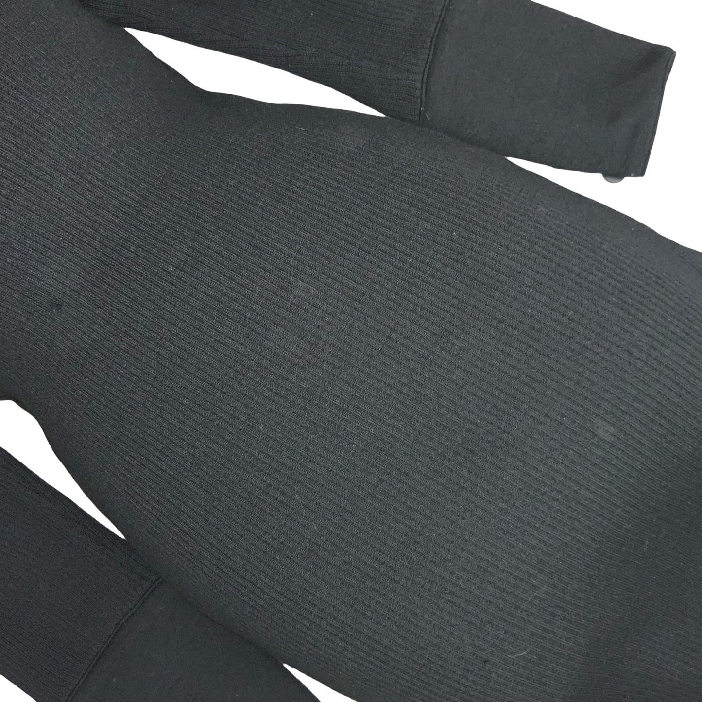 'Miss Chloe' Black French Luxury Designer Classic Fitted Ribbed Midi Dress UK 8