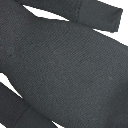 'Miss Chloe' Black French Luxury Designer Classic Fitted Ribbed Midi Dress UK 8