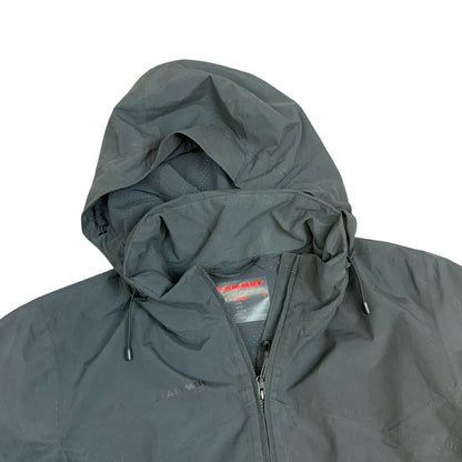 Mammut Black Waterproof Windbreaker Hooded Rain Coat Outdoor Jacket Medium