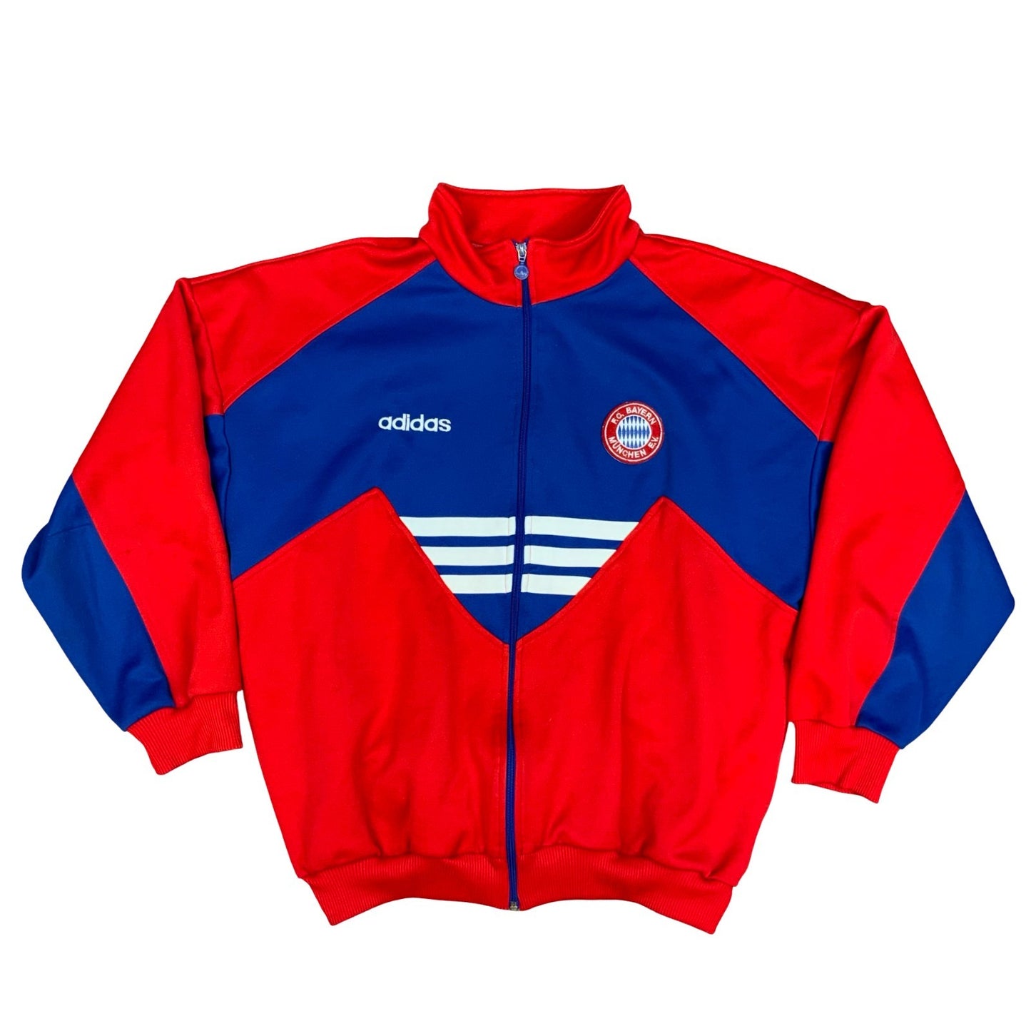 Vtg 1990s Red Blue Adidas FC Bayern Munich Football Track Jacket Bundesliga XL