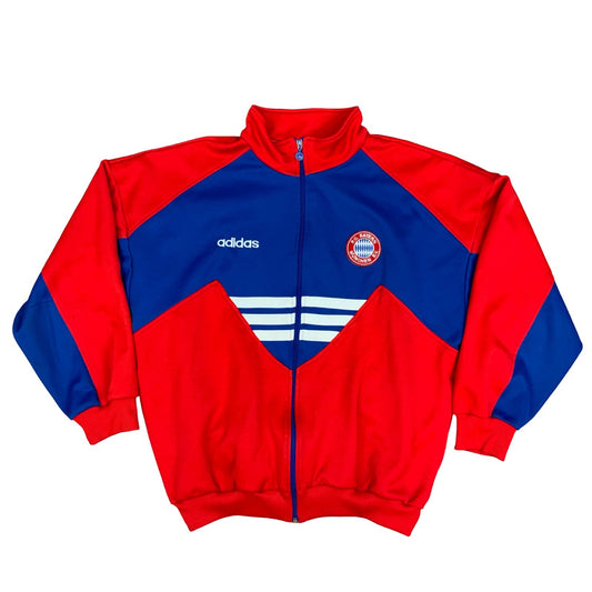 Vtg 1990s Red Blue Adidas FC Bayern Munich Football Track Jacket Bundesliga XL