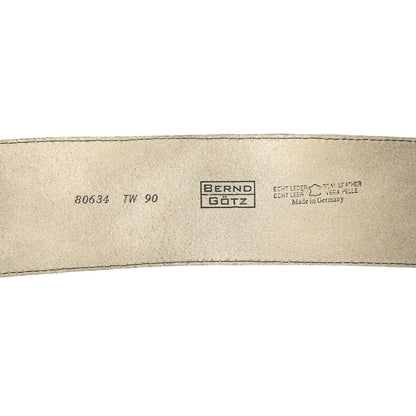 90s 'Bernd Götz' White Suede Leather Wide Chunky Statement Buckle Belt Size M