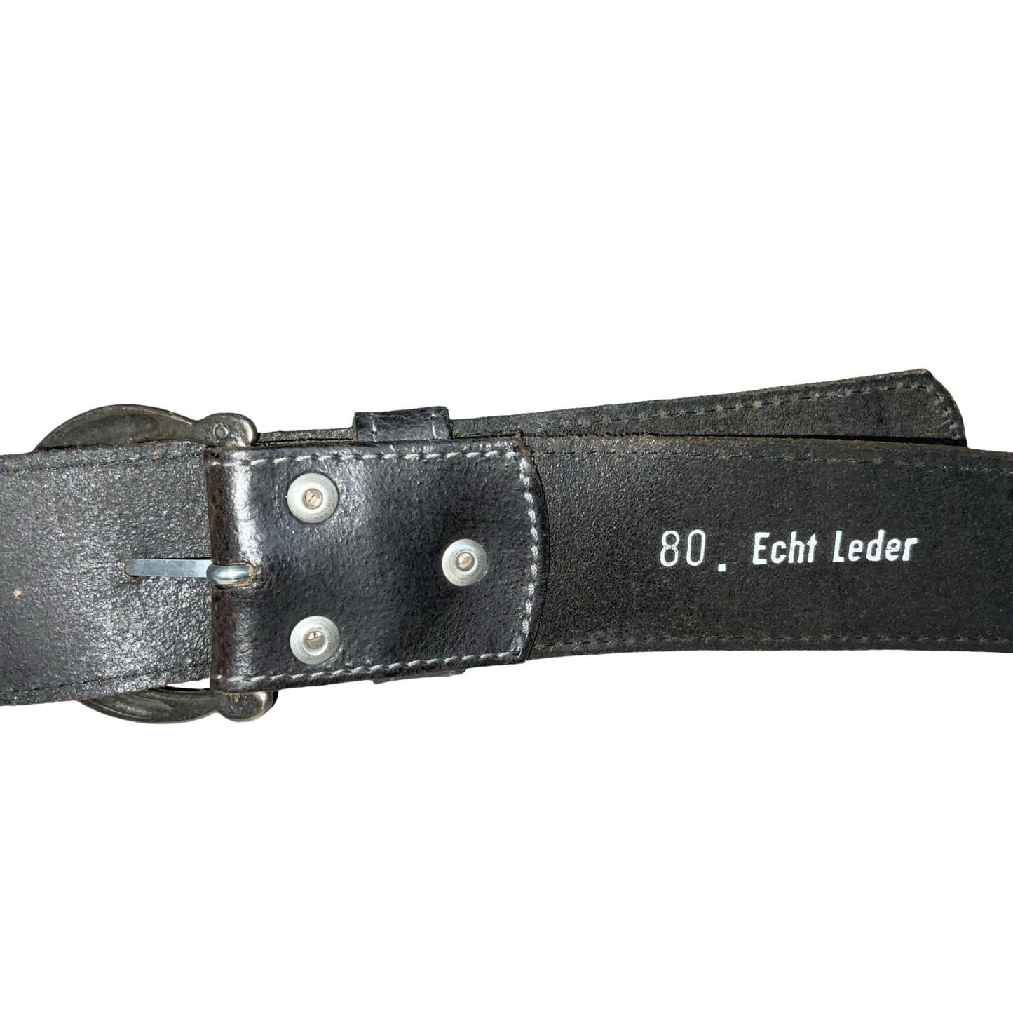Vtg Black Bavarian Leather Folk Edelweiss Stud Corset-Style Buckle Belt Size S/M