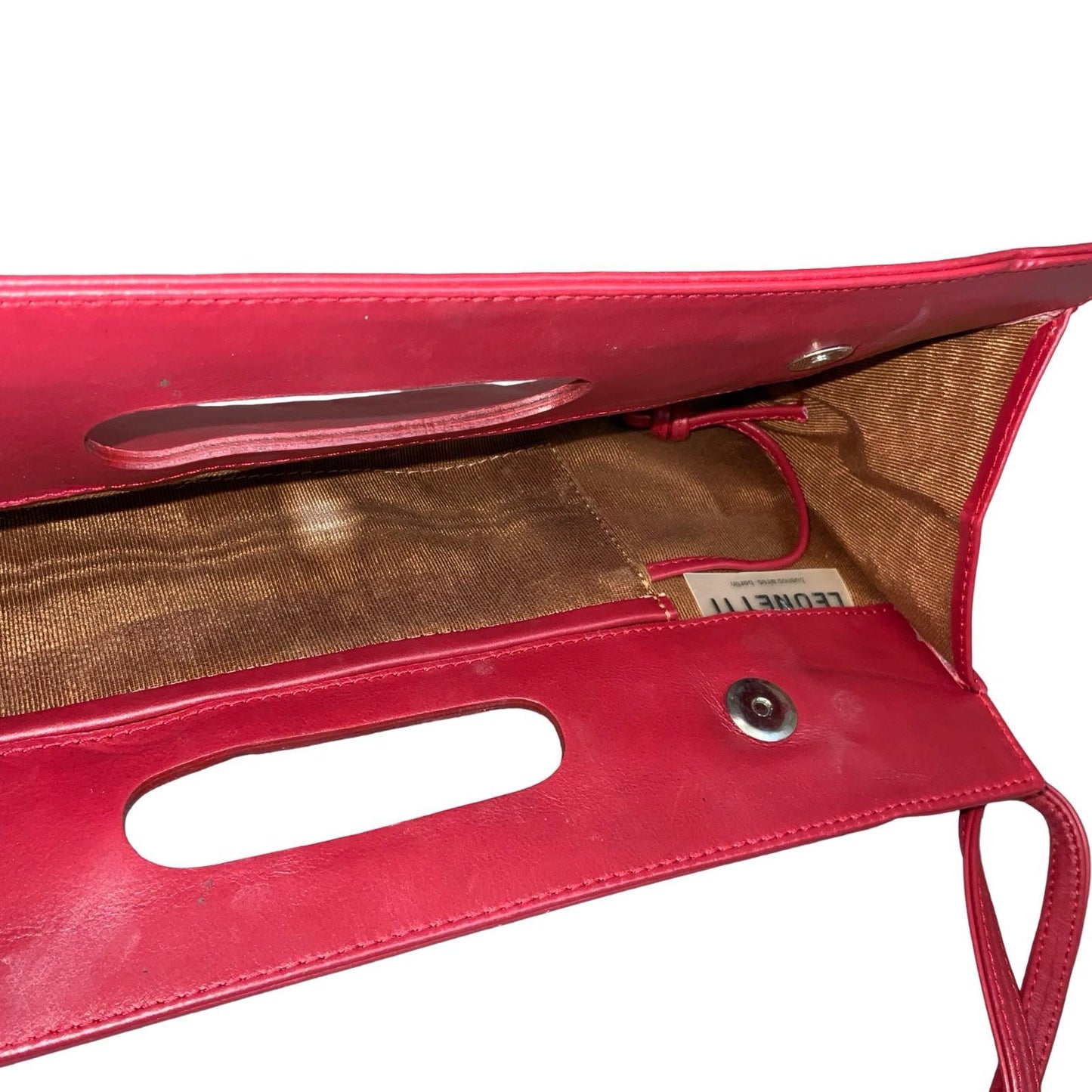 Vtg 'Leonetti' Buenos Aires Berlin Red Leather Party Clutch Shoulder HandBag