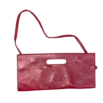 Vtg 'Leonetti' Buenos Aires Berlin Red Leather Party Clutch Shoulder HandBag