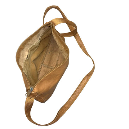 Vtg 90s y2k Brown Caramel Tassel Boho Bohemian Leather Casual Shoulder Handbag