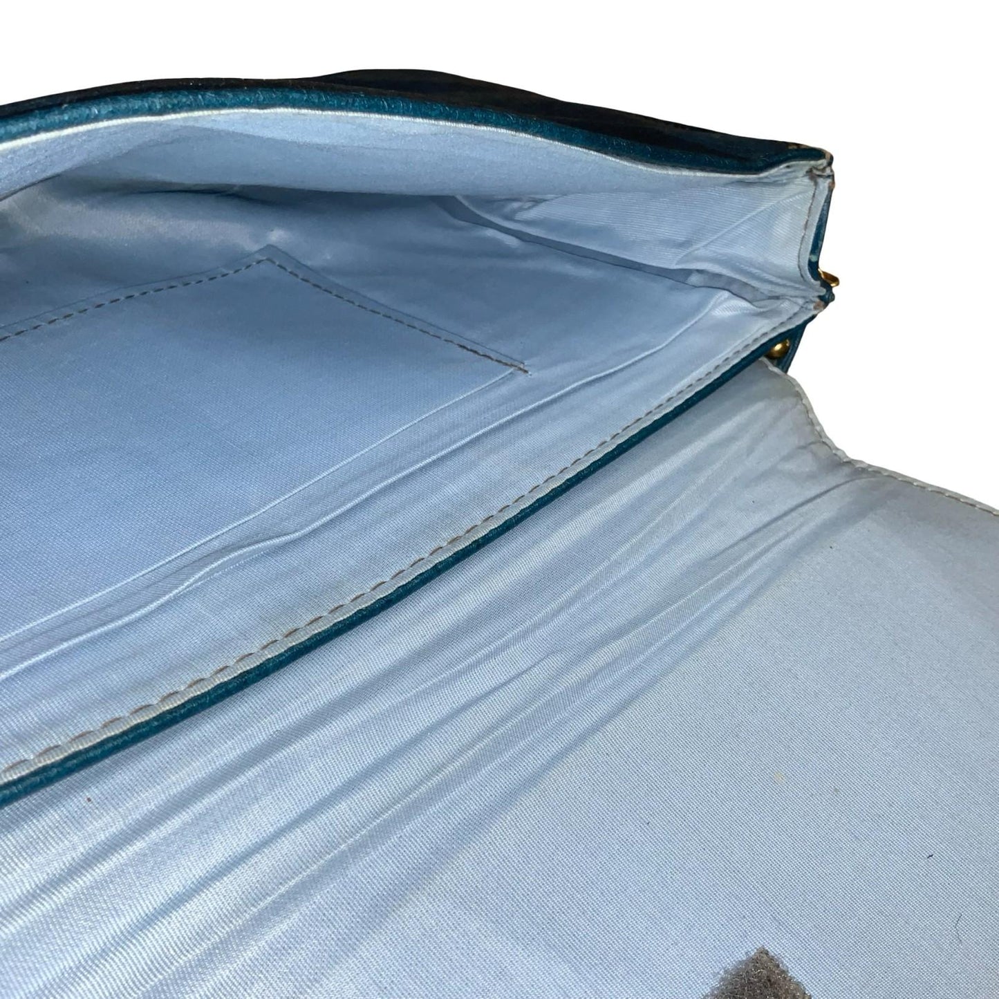 Vtg 80s Blue Leather Glam Asymmetric Textured Statement Bold Shoulder Handbag