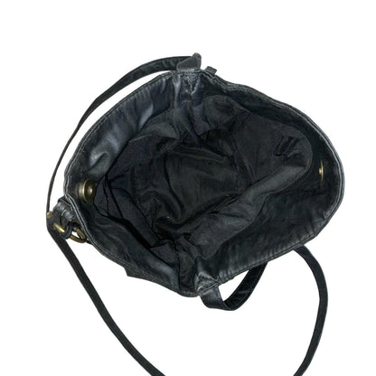 Vtg 90s Black Gold Chain Slouch-Style Tassel Hobo Crossbody Shoulder Handbag