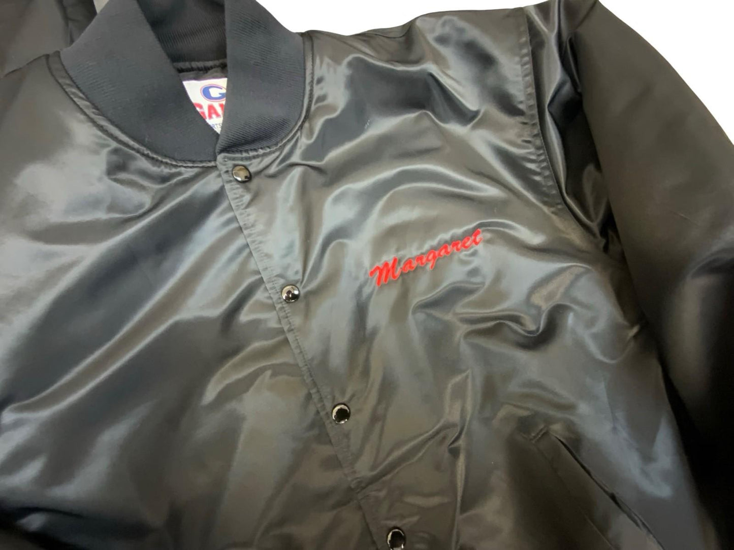 His & Hers Vtg USA Strong Island Auto Works Bob Margaret Silky Bomber Jacket XL