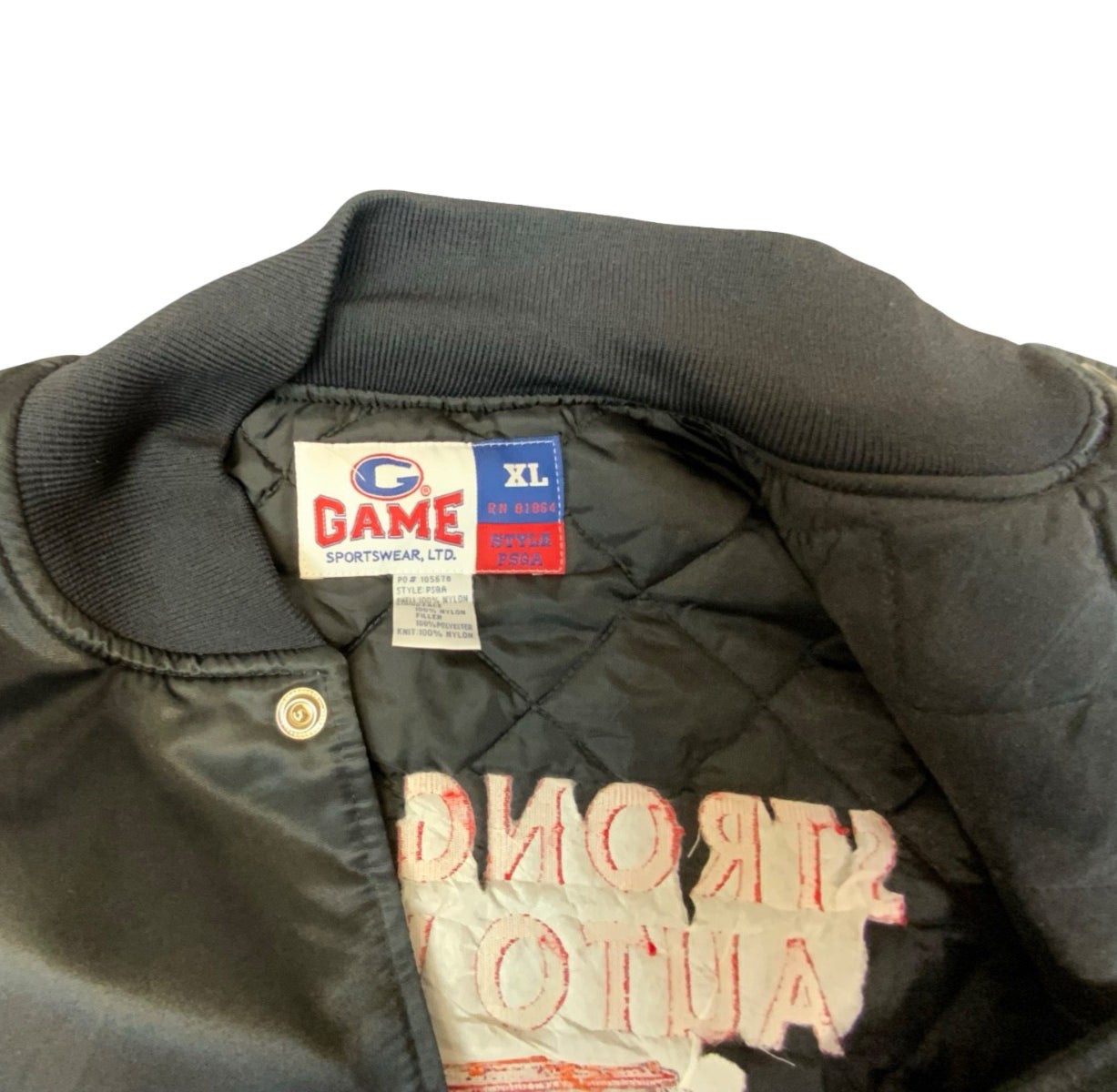 His & Hers Vtg USA Strong Island Auto Works Bob Margaret Silky Bomber Jacket XL