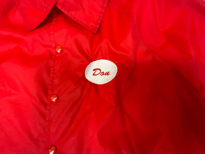 Vtg USA 70s Red Shrine Club Shriner Chain Stitch Nylon Bomber Jacket XL