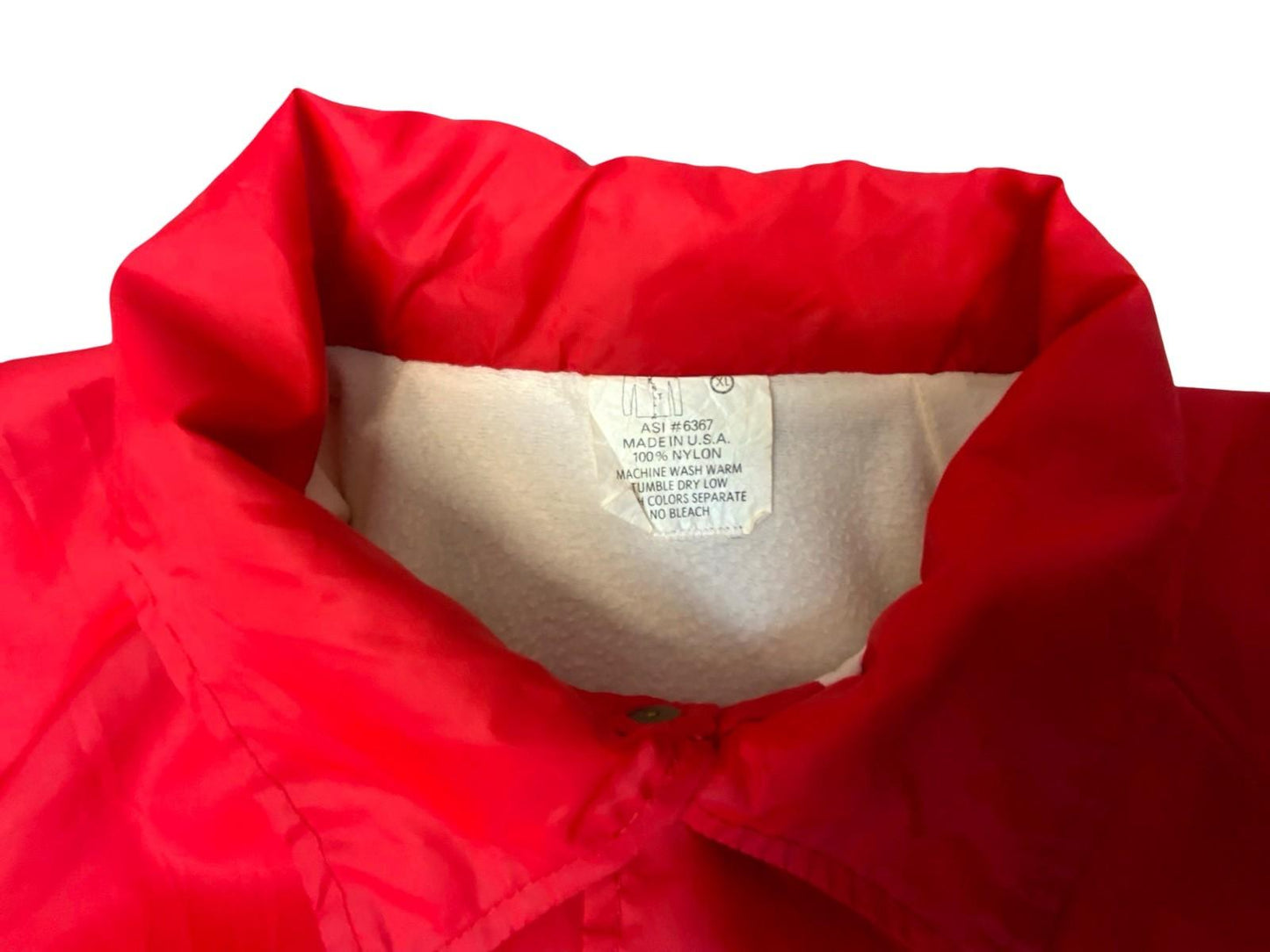 Vtg USA 70s Red Shrine Club Shriner Chain Stitch Nylon Bomber Jacket XL