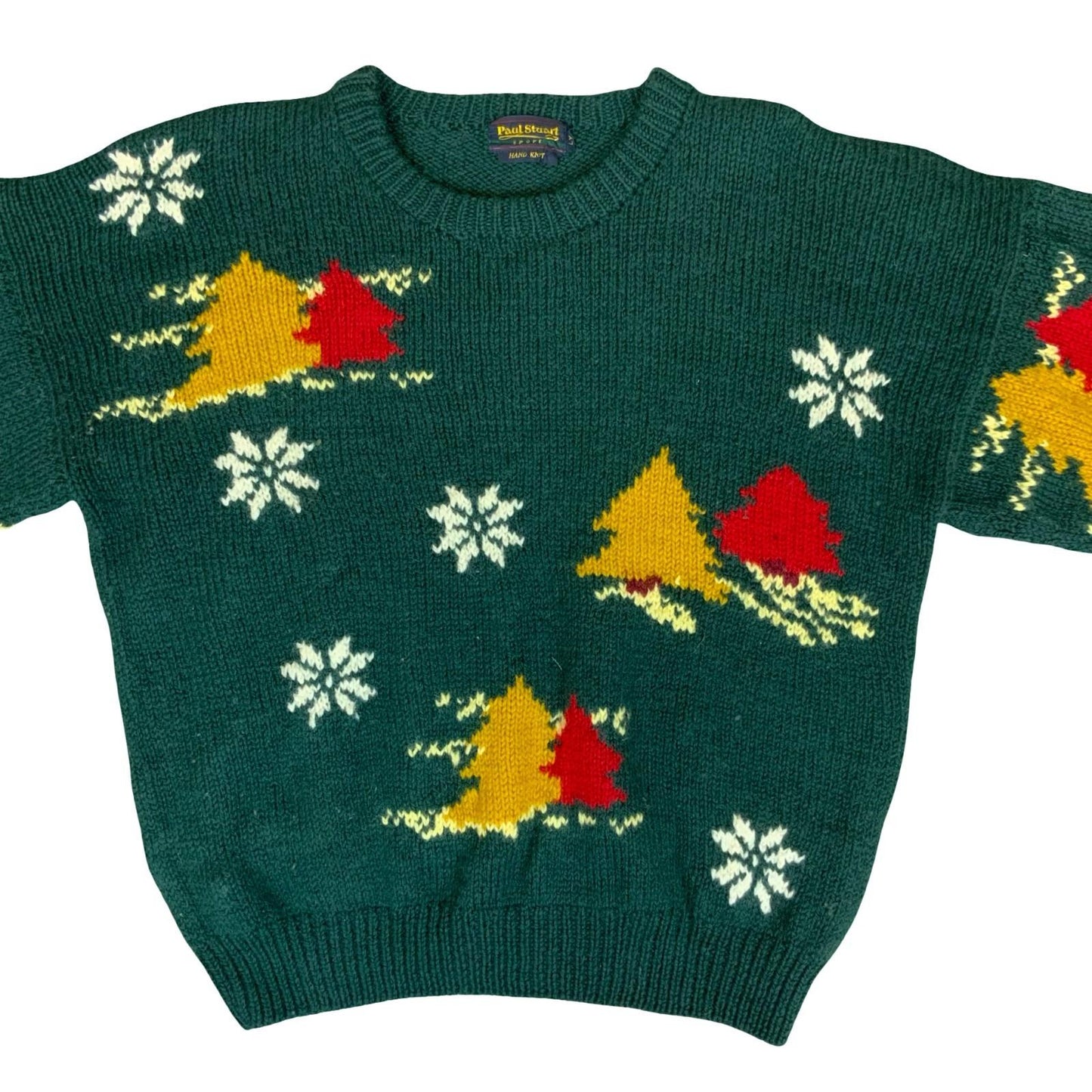 Vtg 'Paul Stuart' Green Red Yellow Christmas Festive Novelty Knit Sweater M UK14