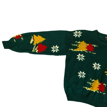 Vtg 'Paul Stuart' Green Red Yellow Christmas Festive Novelty Knit Sweater M UK14