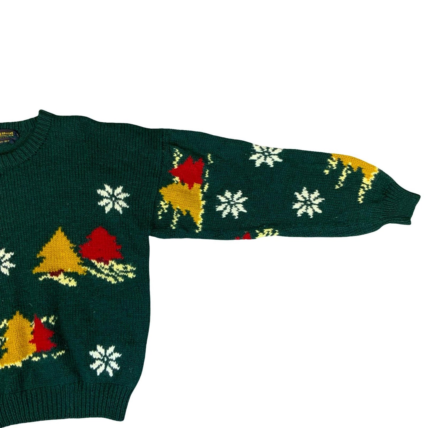 Vtg 'Paul Stuart' Green Red Yellow Christmas Festive Novelty Knit Sweater M UK14