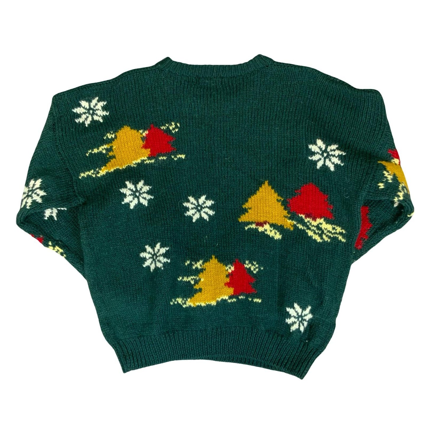 Vtg 'Paul Stuart' Green Red Yellow Christmas Festive Novelty Knit Sweater M UK14