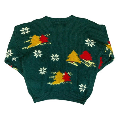 Vtg 'Paul Stuart' Green Red Yellow Christmas Festive Novelty Knit Sweater M UK14