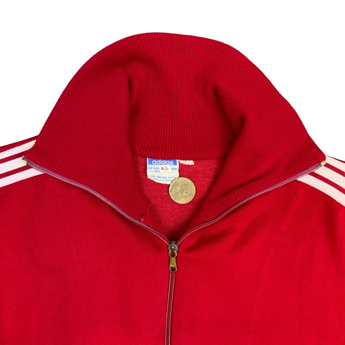 RARE Vtg 1970's Adidas Red Zip-Up Track Running Jacket Made In Yugoslavia M L