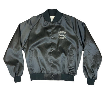 Vtg 80s USA Corvette Cruisers Chevy Hot Rod Car Club Silky Nylon Bomber Jacket L