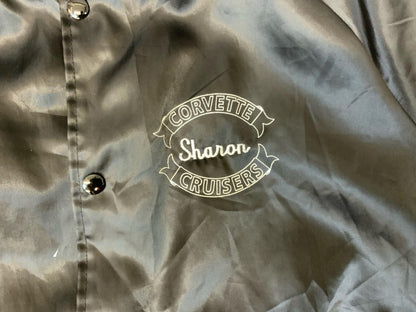 Vtg 80s USA Corvette Cruisers Chevy Hot Rod Car Club Silky Nylon Bomber Jacket L