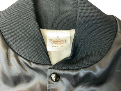 Vtg 80s USA Corvette Cruisers Chevy Hot Rod Car Club Silky Nylon Bomber Jacket L