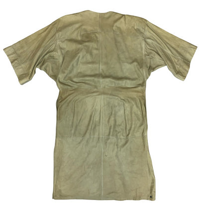 Vtg 'Jil Sander' Beige Suede Snap Button 3/4 Batwing Sleeve Dress M UK 12