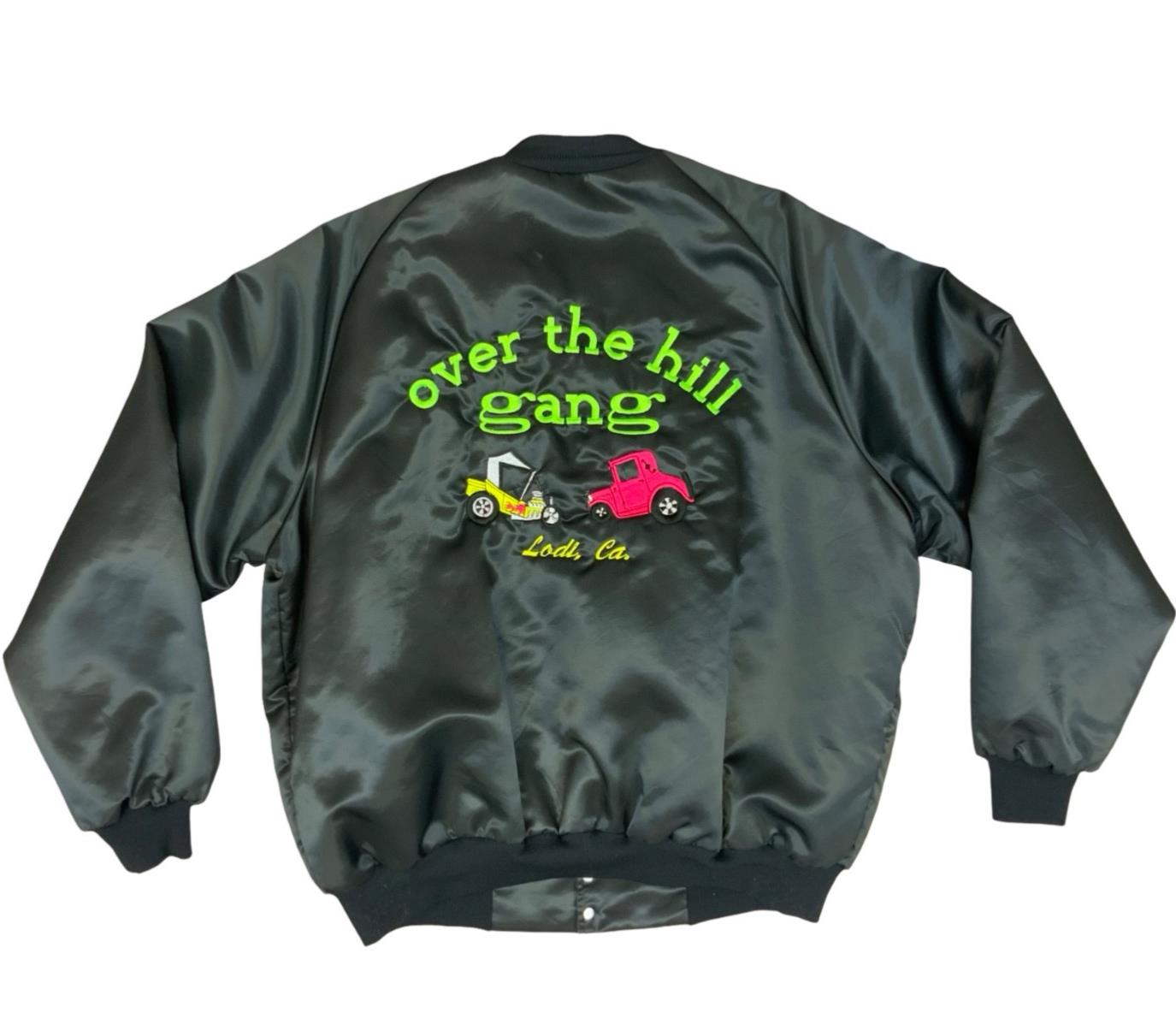 VTG 80s USA Over The Hill Gang Hot Rod Car Club Lodi Ca Bomber Jacket Hotrod 2XL