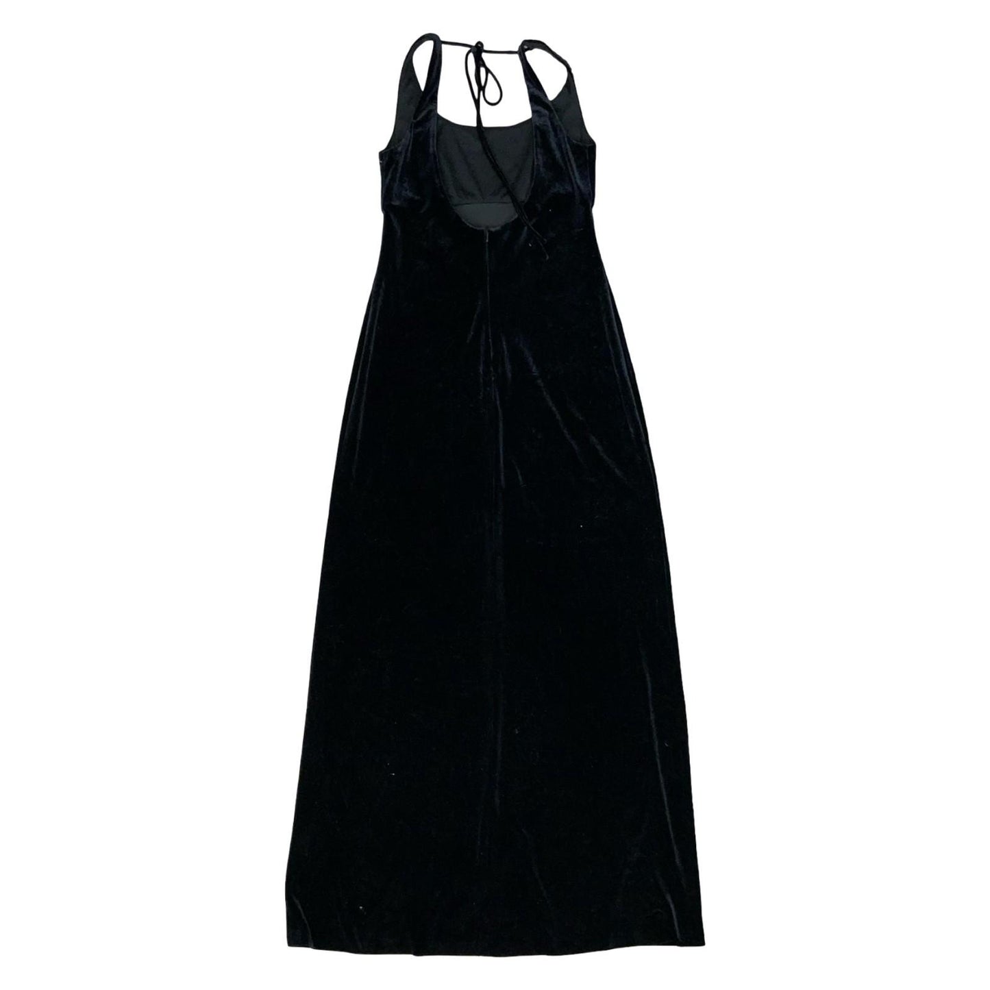 90s 'Alex Evenings' Black Gothic Formal Beaded Empire Velvet Maxi Dress UK 6/8