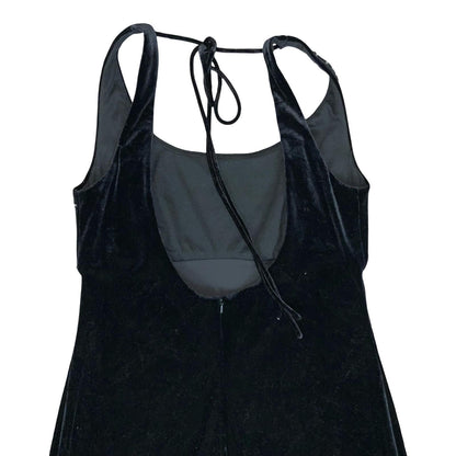 90s 'Alex Evenings' Black Gothic Formal Beaded Empire Velvet Maxi Dress UK 6/8