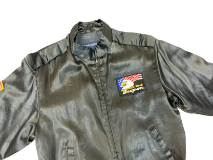 Rare 80s Blk USA Snap On Tools Americas Best Satin Bomber Jacket Hot Rod Drag M