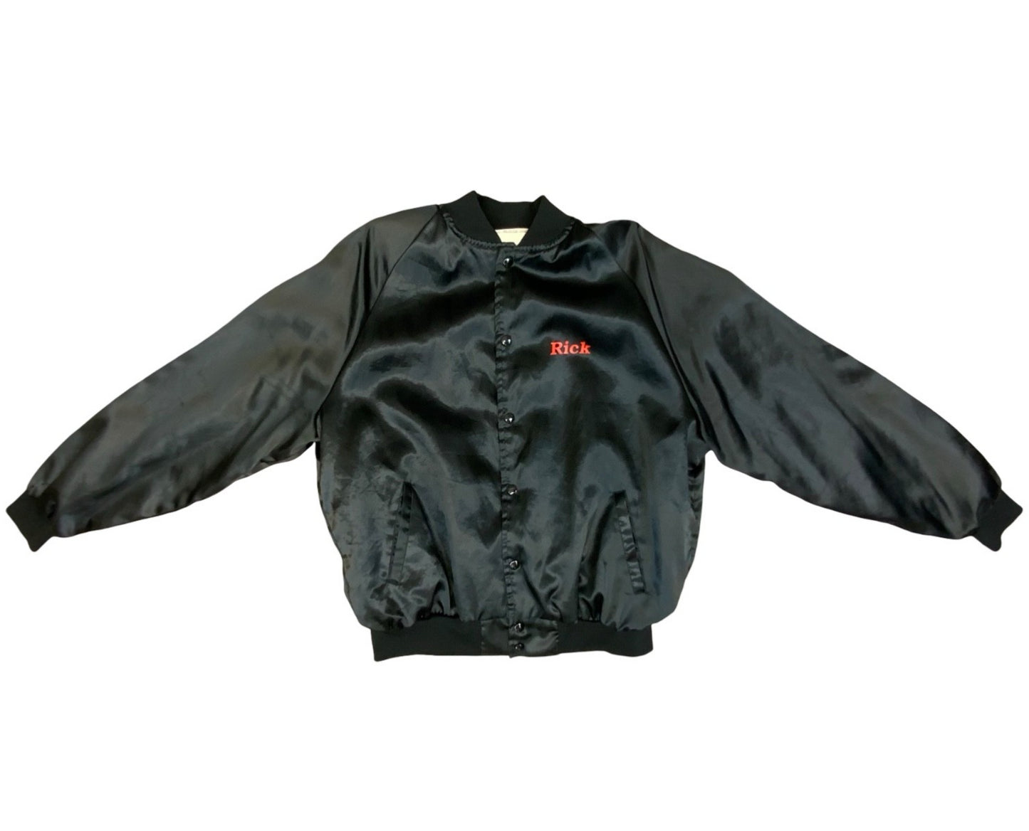 Vtg USA Great Alaska Bush Company Pinup Girl Strip Club Silky Bomber Jacket XXL