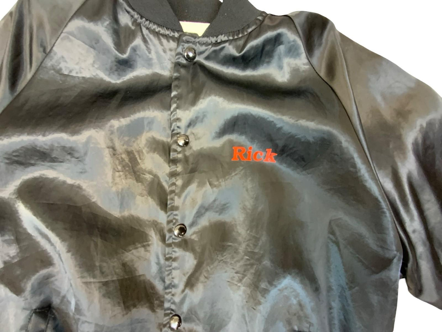 Vtg USA Great Alaska Bush Company Pinup Girl Strip Club Silky Bomber Jacket XXL