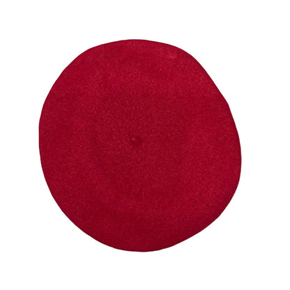 Vtg Woolmark Red New Wool Artist French Flora Super Casual Winter Beret Size S