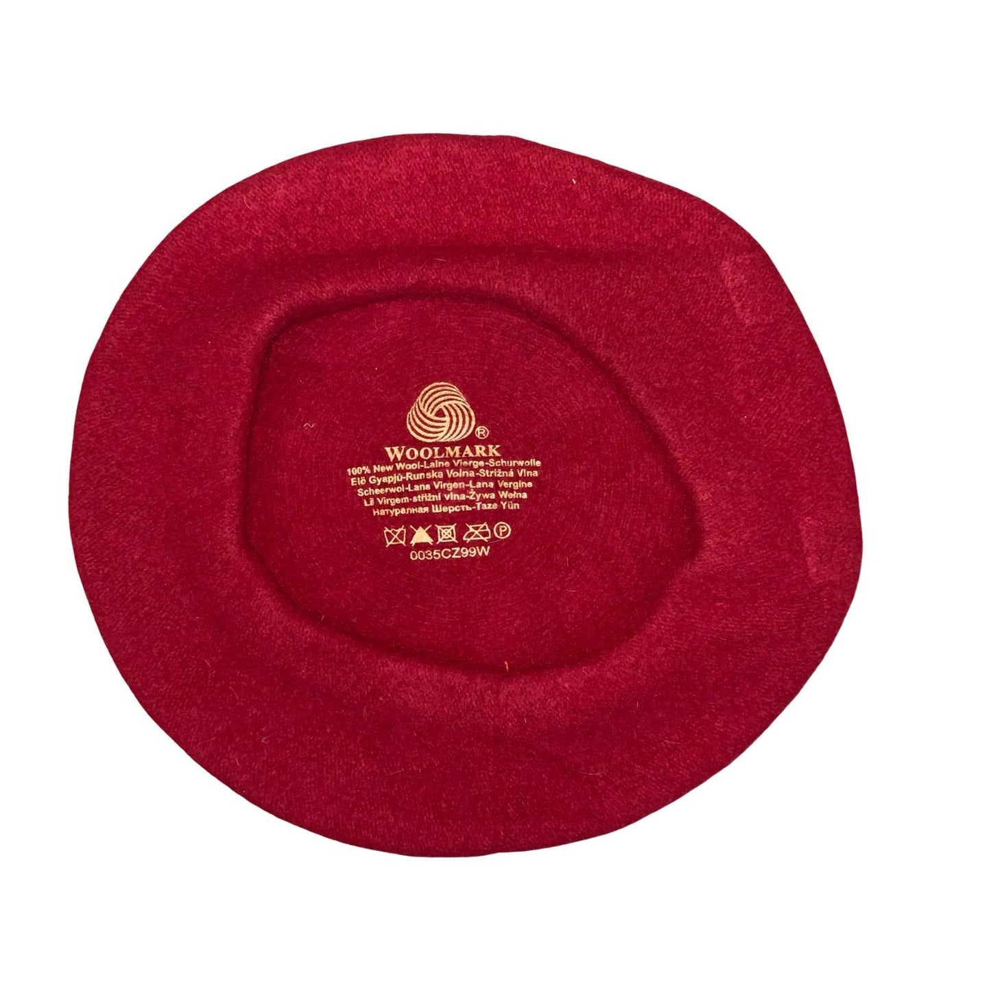 Vtg Woolmark Red New Wool Artist French Flora Super Casual Winter Beret Size S