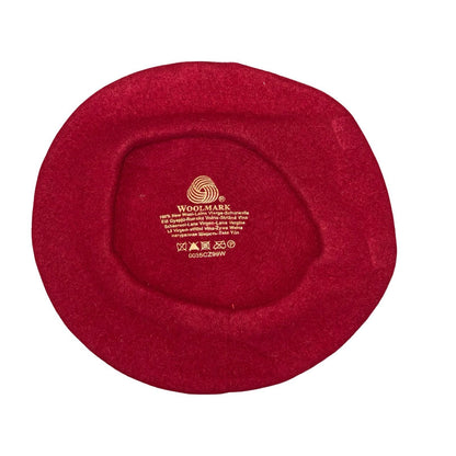 Vtg Woolmark Red New Wool Artist French Flora Super Casual Winter Beret Size S