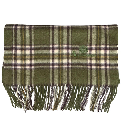 1980s 'Aquascutum' Green Traditional Club Check Cashmere Luxury Winter Scarf
