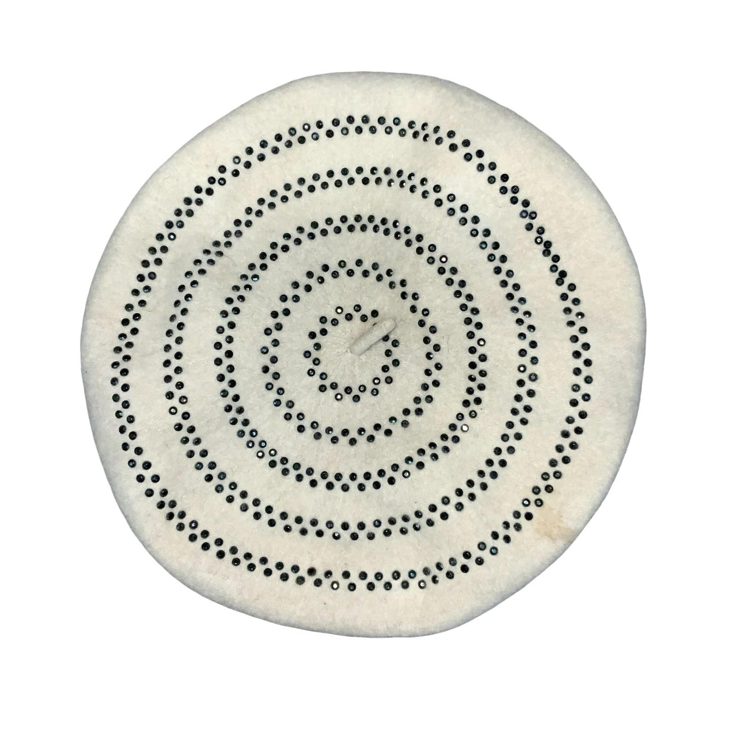 Y2K 90s 'Romano' White Black Diamanté Classic Glam Winter Wool Beret Medium