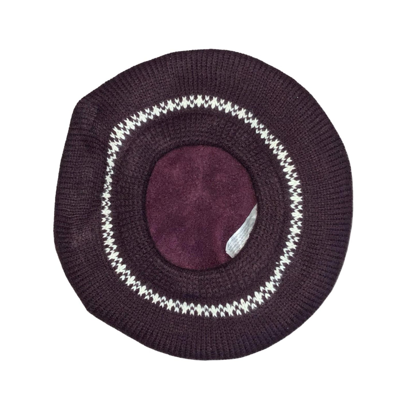 70s 'C&A' Purple Fair Isle Pattern Blue Brown White Fleece Lined Beret One Size