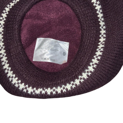 70s 'C&A' Purple Fair Isle Pattern Blue Brown White Fleece Lined Beret One Size